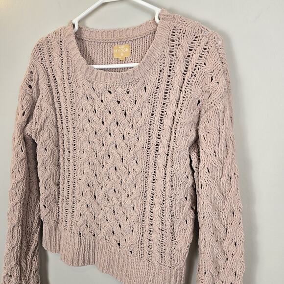 Aero Hygge Pullover Sweater Chunky Knit Long Sleeve Rose Pink XS Lagenlook Boho - Picture 1 of 7